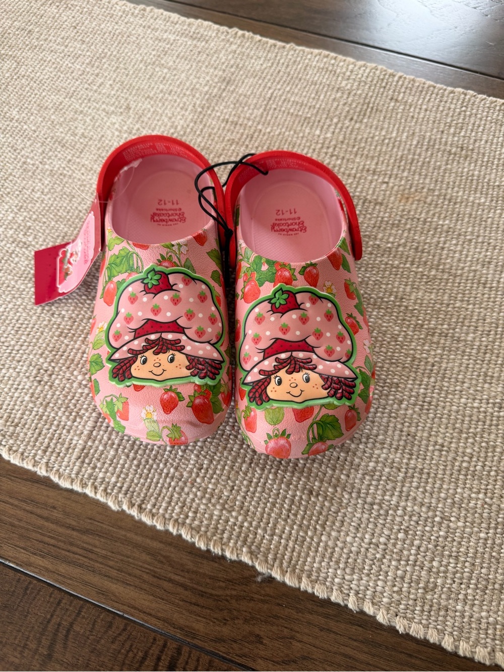 Kids Pink Strawberry Shortcake Crocs Sandals with Heel Strap